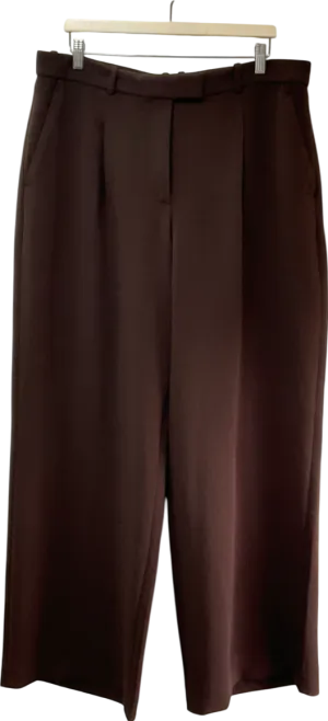 Abercrombie & Fitch Brown Harper Tailored Premium Crepe Ultra-wide Leg Pant Long Length W33