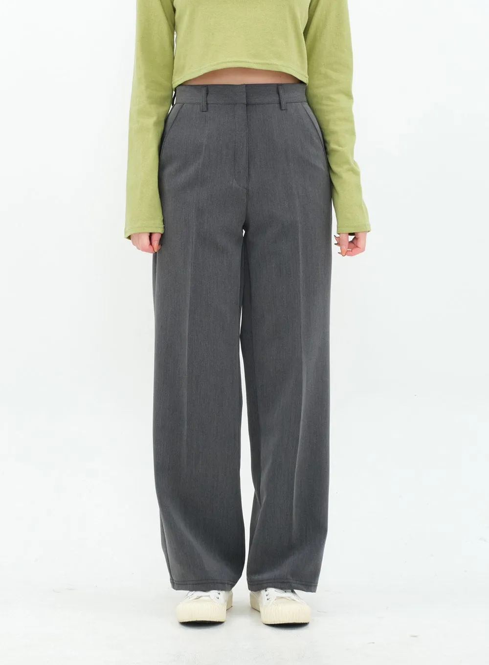Basic Semi Wide Leg Tailored Pants BA18