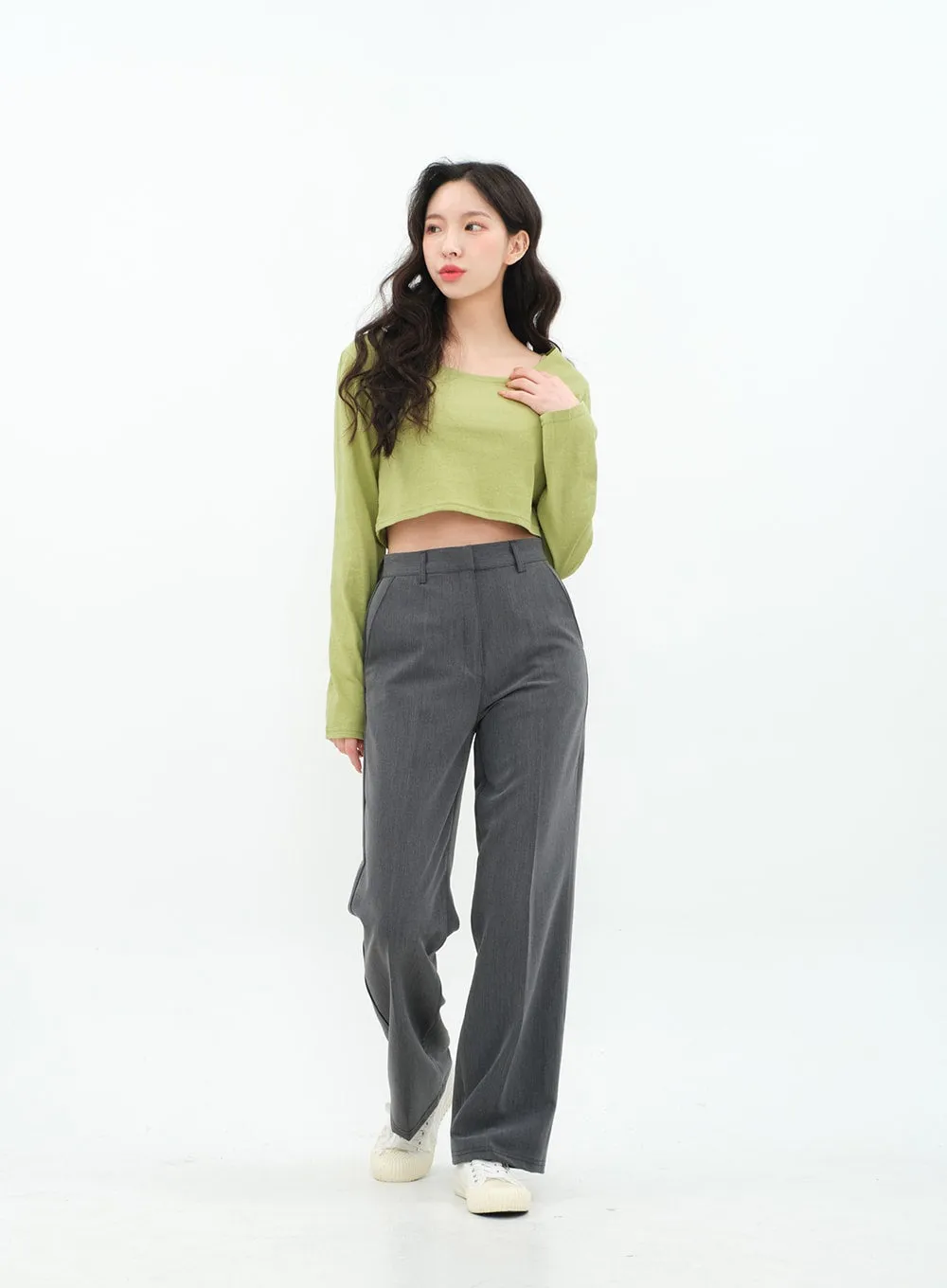 Basic Semi Wide Leg Tailored Pants BA18