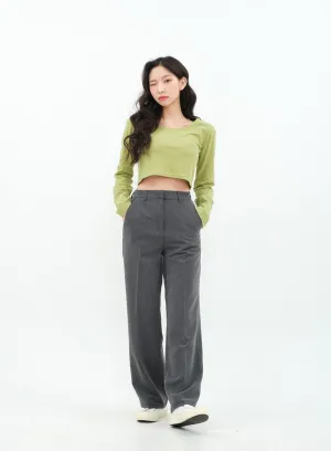 Basic Semi Wide Leg Tailored Pants BA18
