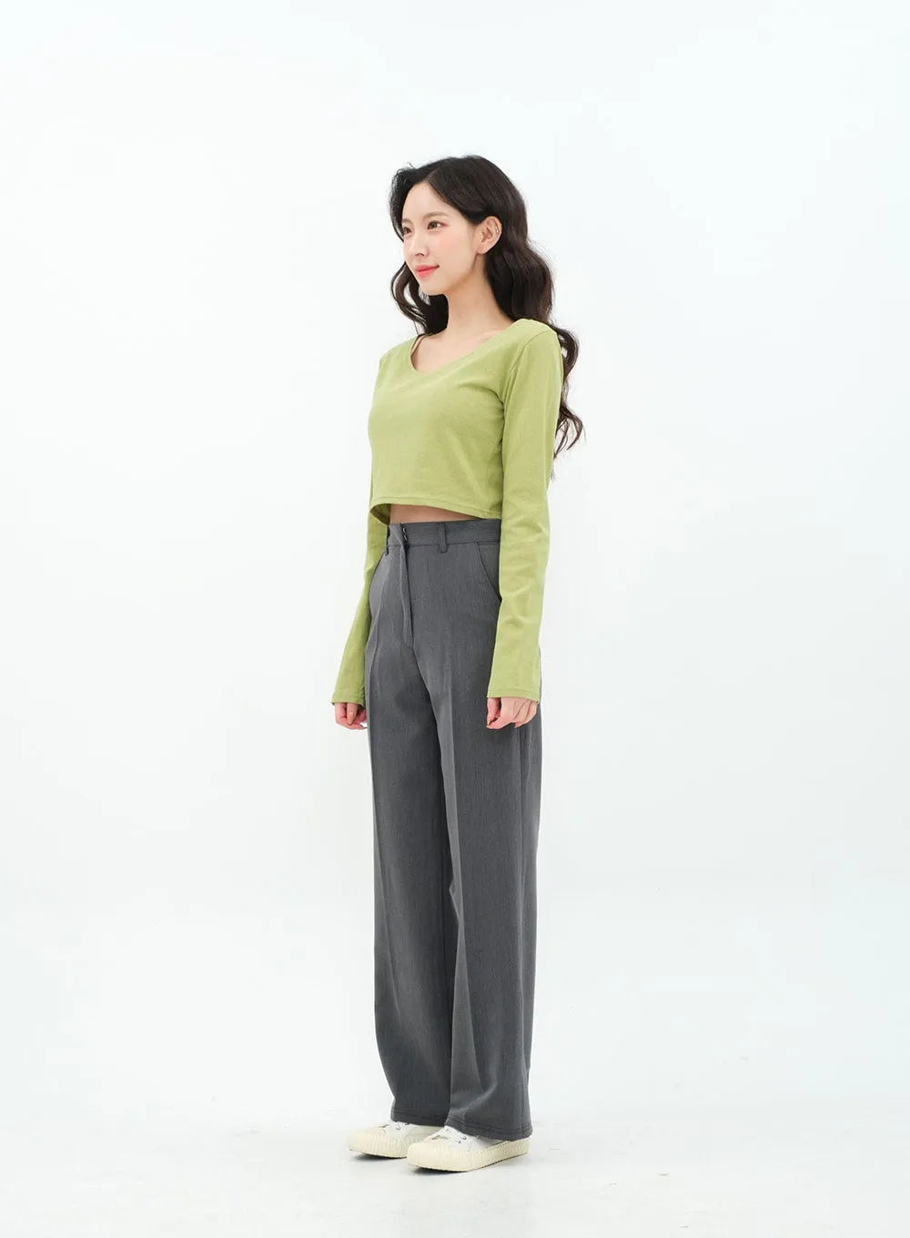 Basic Semi Wide Leg Tailored Pants BA18