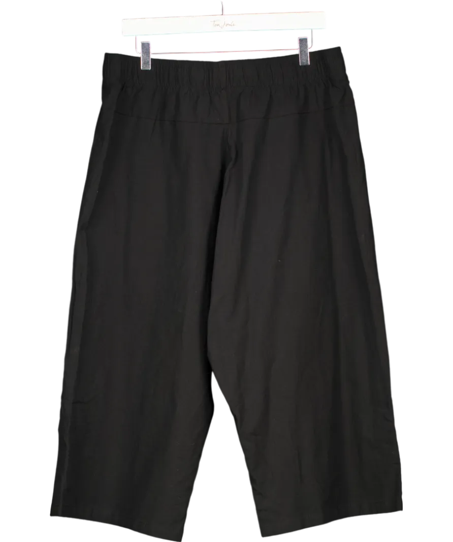 Black Cotton Linen Blend Pull On Cropped Trousers UK XL