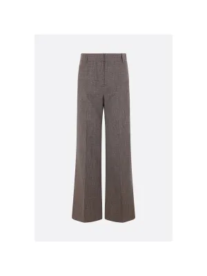 Bootcut Check Wool Trousers