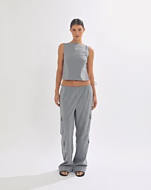 Celine Trousers Grey Stripe Cropped