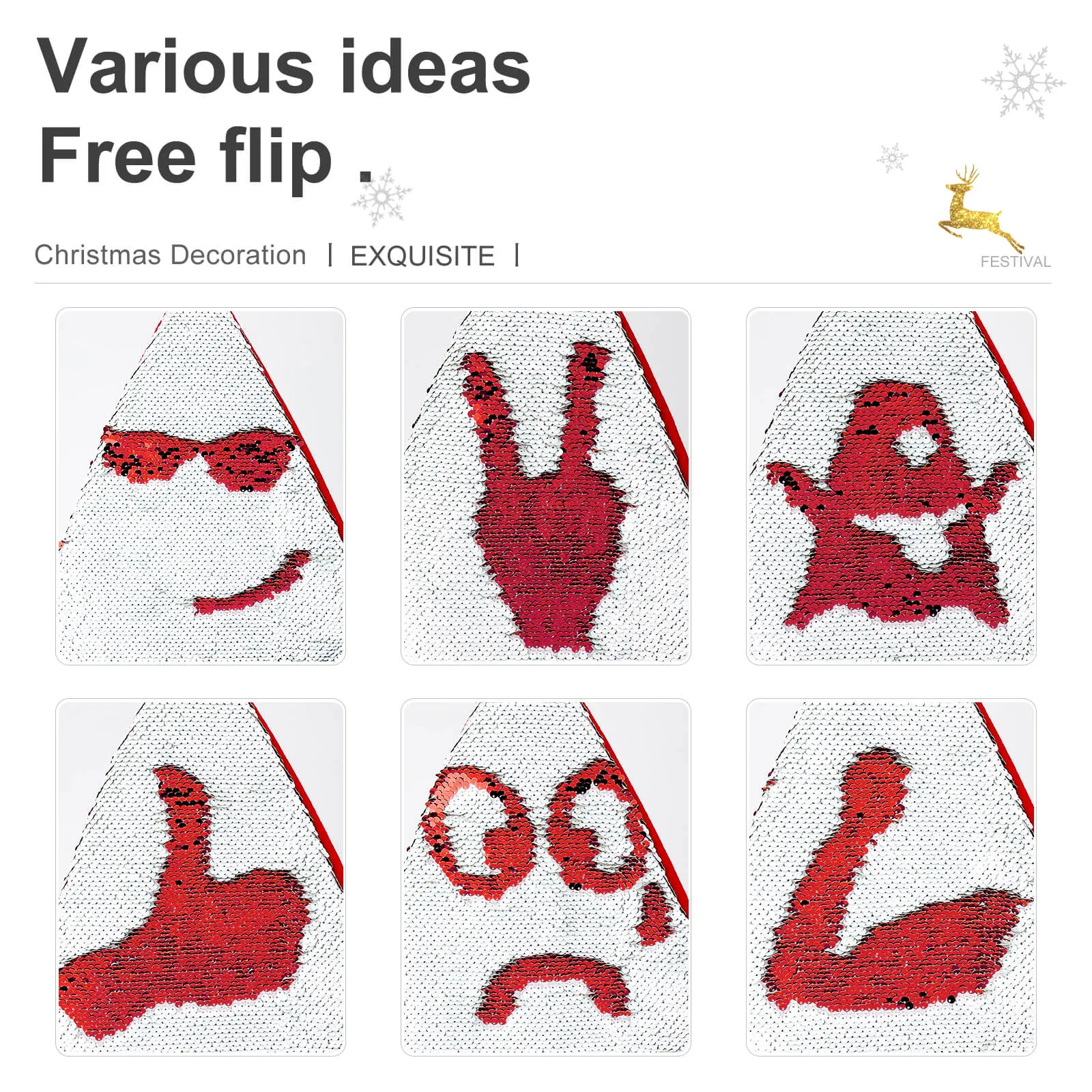 Custom Face Christmas Pattern Sequin Christmas Santa Hat