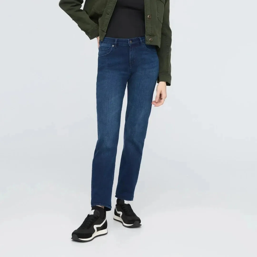 DU/ER - Performance Denim Mid Rise Girlfriend Deep Sea Blue