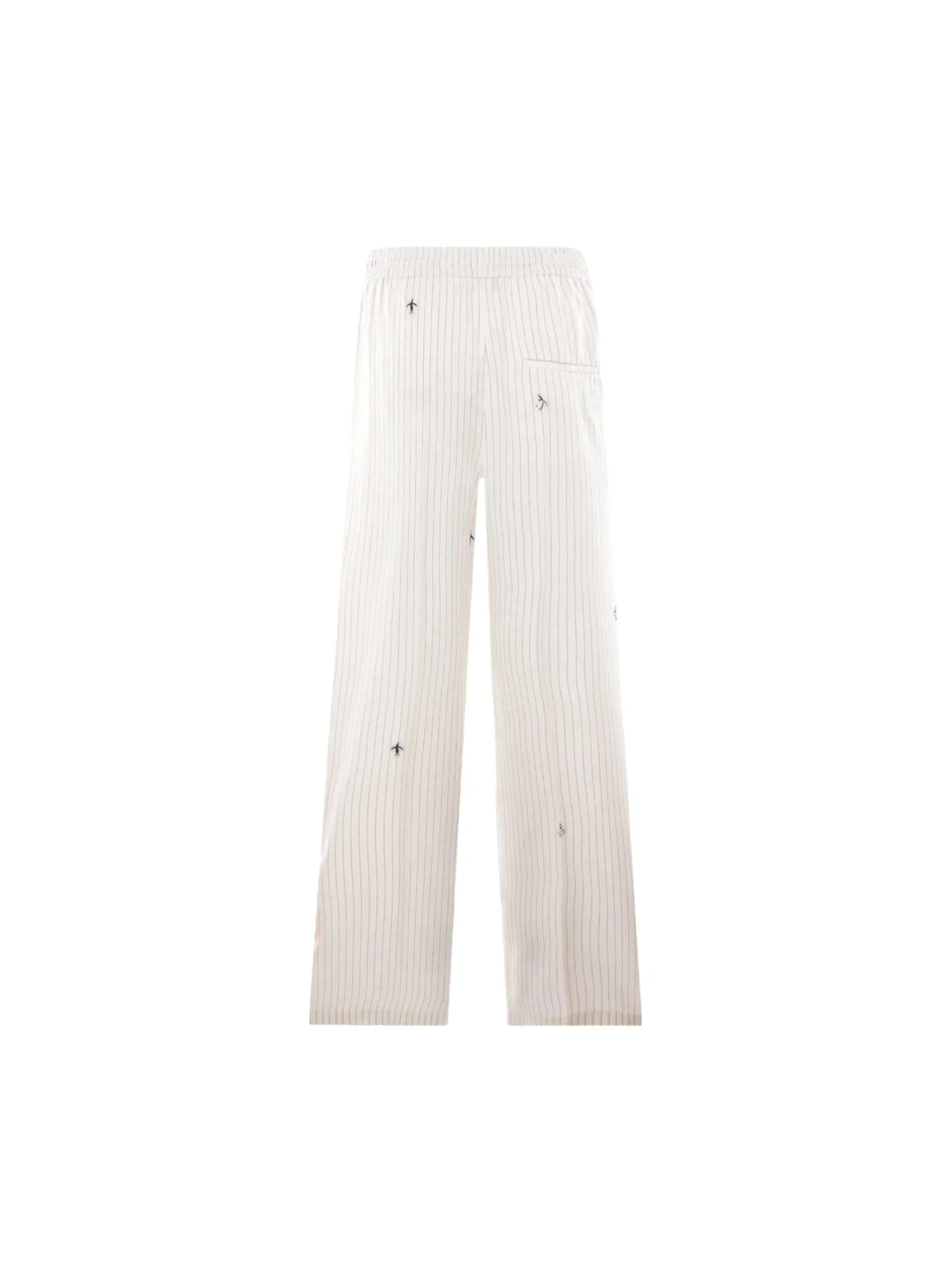 Embroidered Twill Pajama Pants