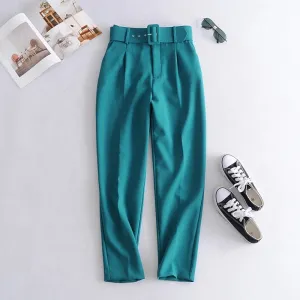 High waist casual cropped pants