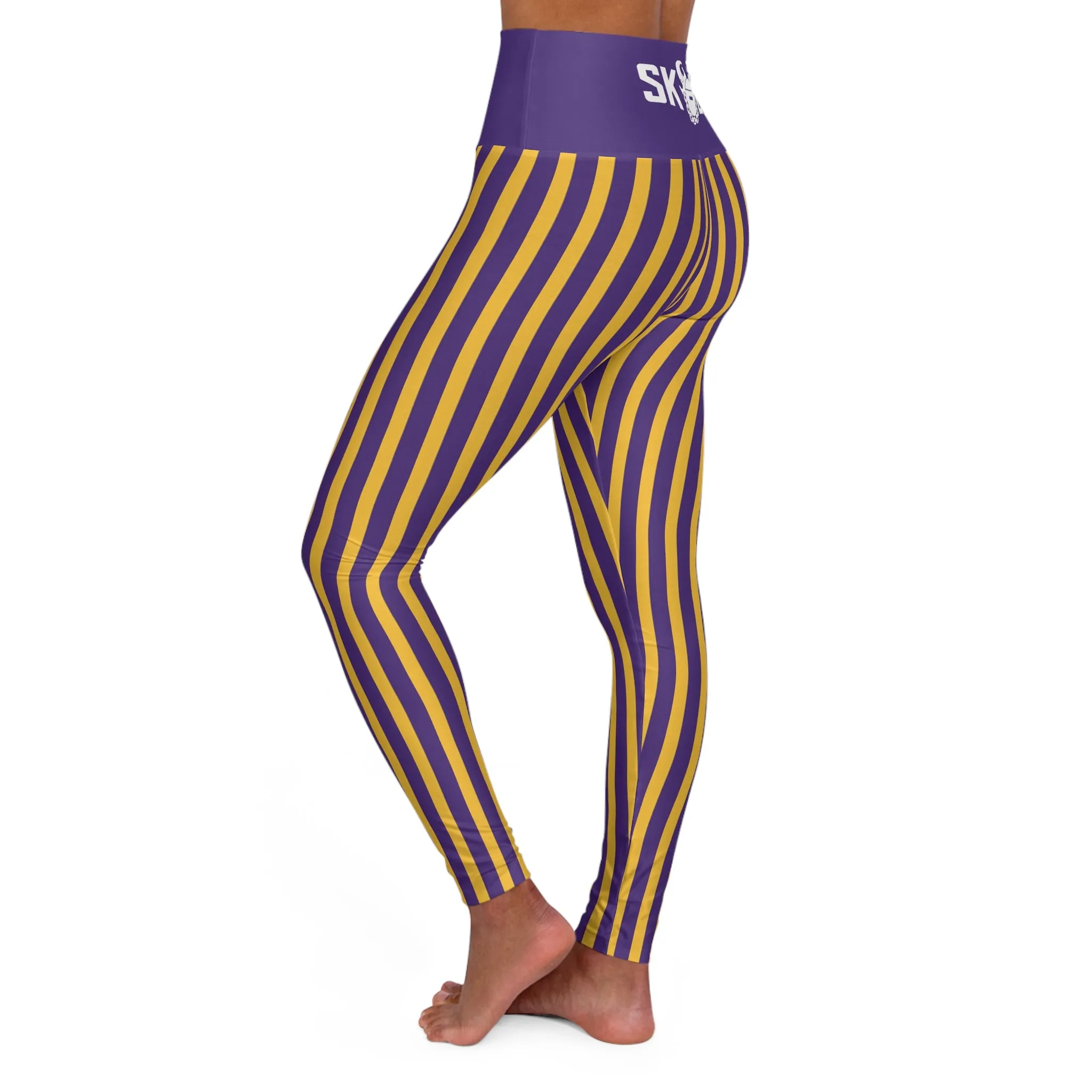 High Waisted Yoga Leggings - Stripes