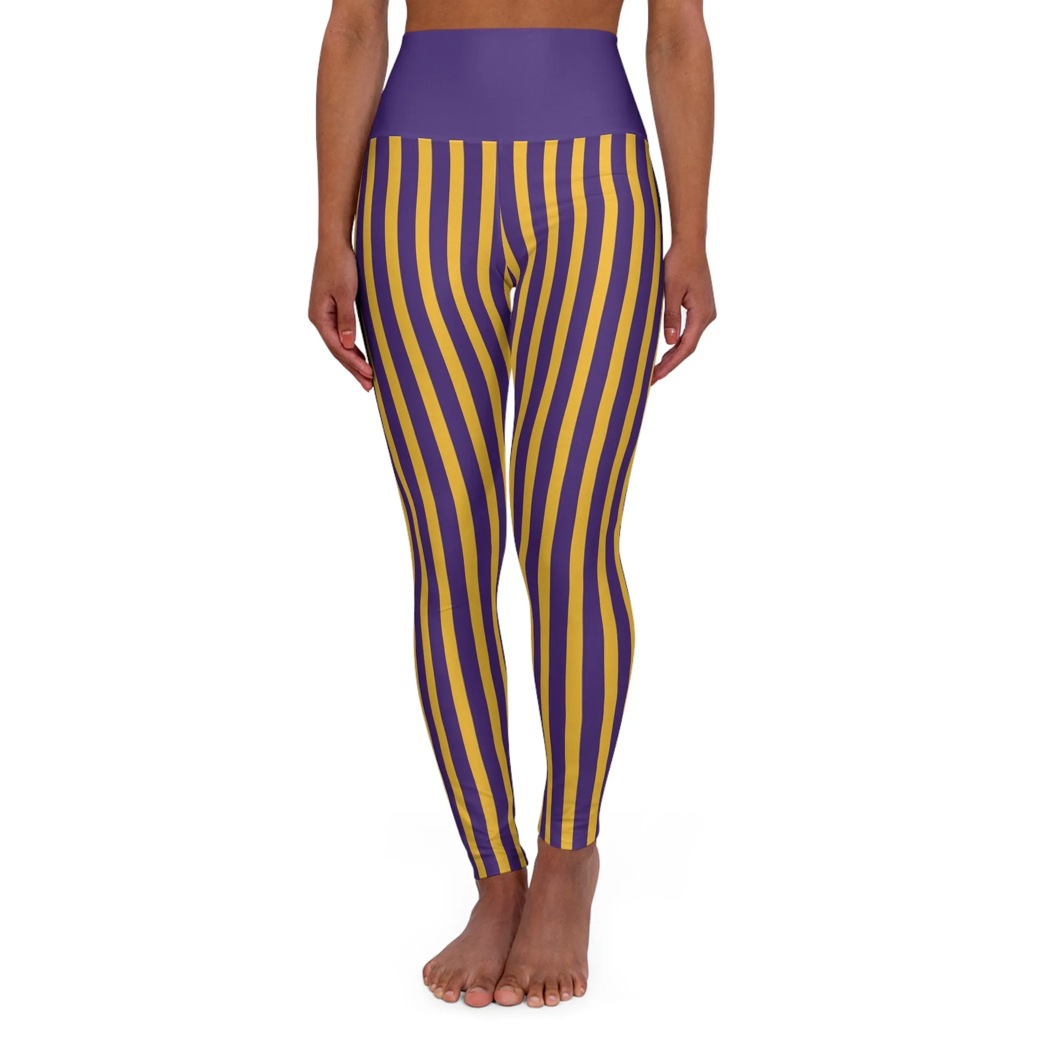 High Waisted Yoga Leggings - Stripes