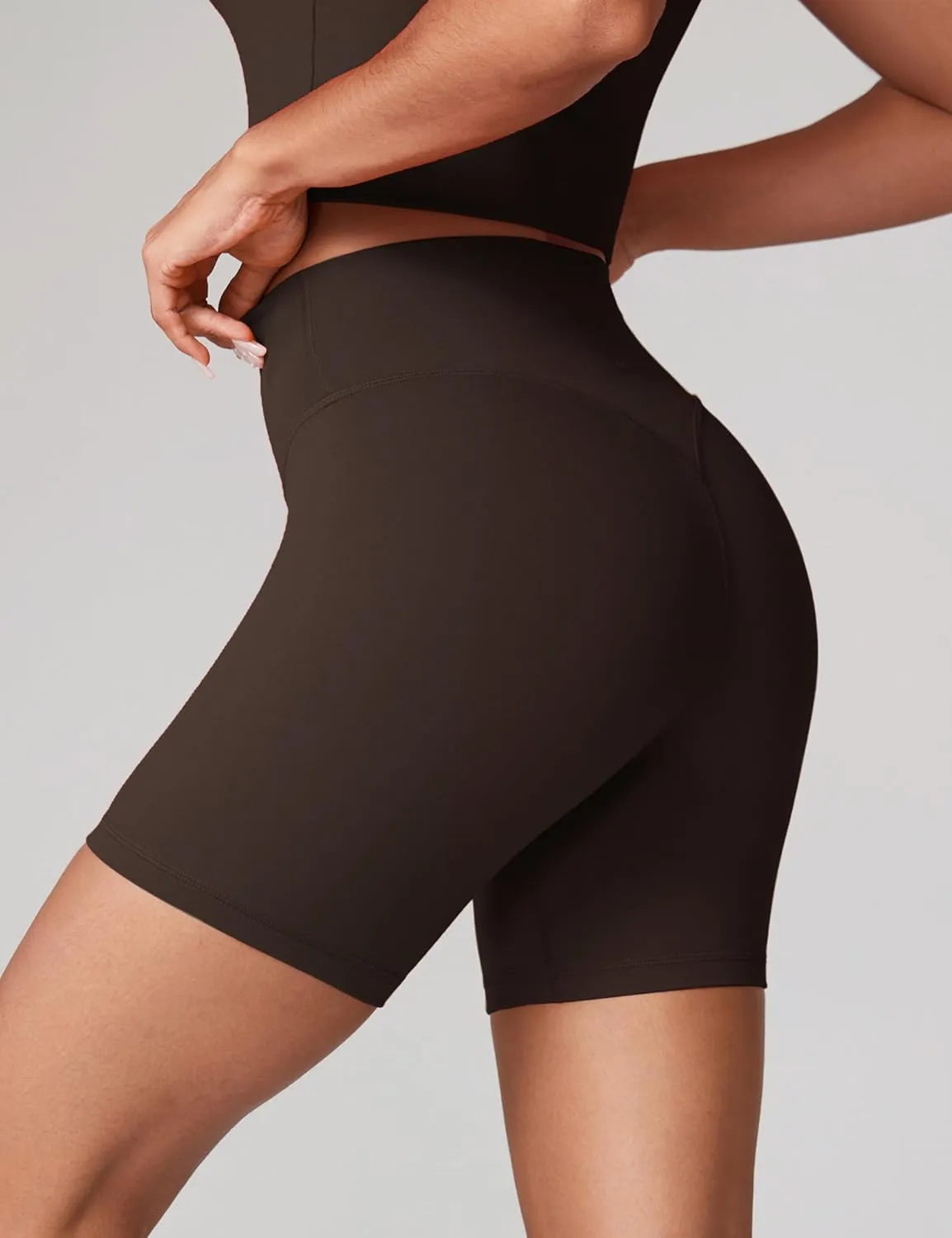 Hugcurve No Front Seam High Waisted Workout Biker Shorts for Women 6 Inches Tummy Control Buttery Soft Yoga Pants Gym