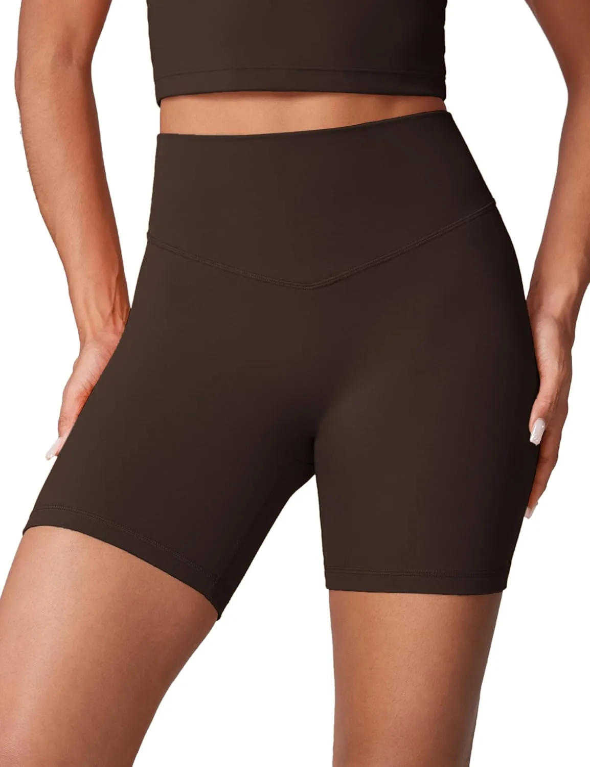 Hugcurve No Front Seam High Waisted Workout Biker Shorts for Women 6 Inches Tummy Control Buttery Soft Yoga Pants Gym