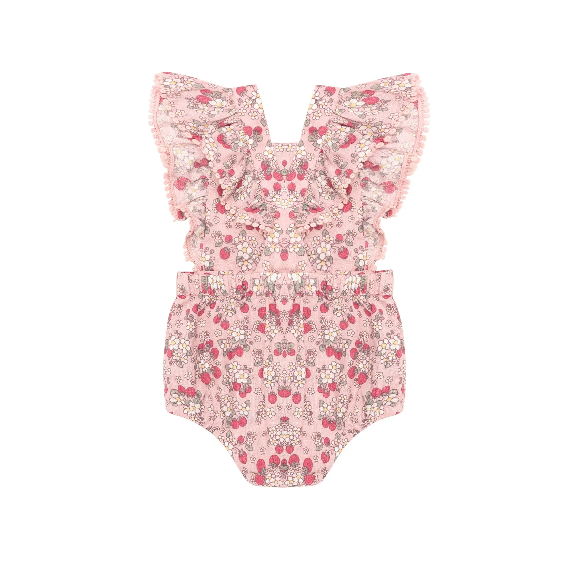 Huxbaby Vintage Strawberry Frill Playsuit Blush - Blush