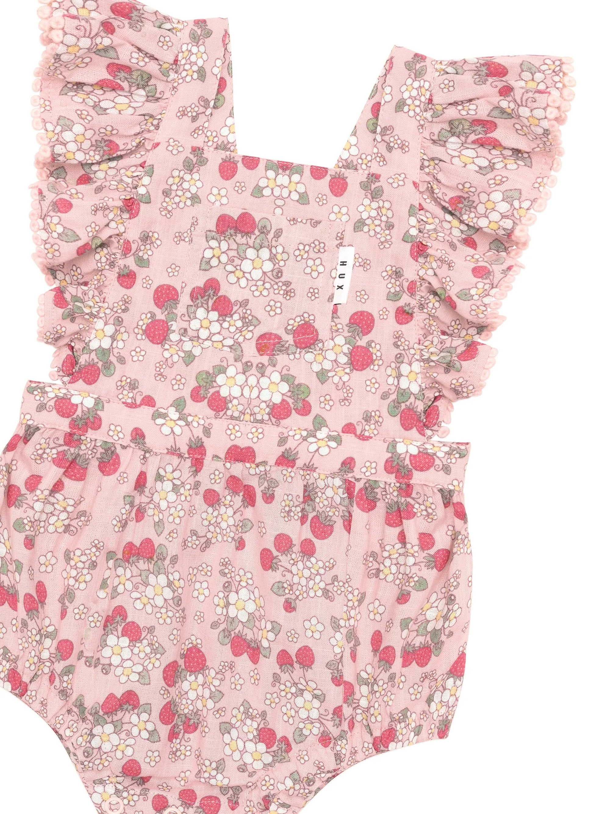 Huxbaby Vintage Strawberry Frill Playsuit Blush - Blush