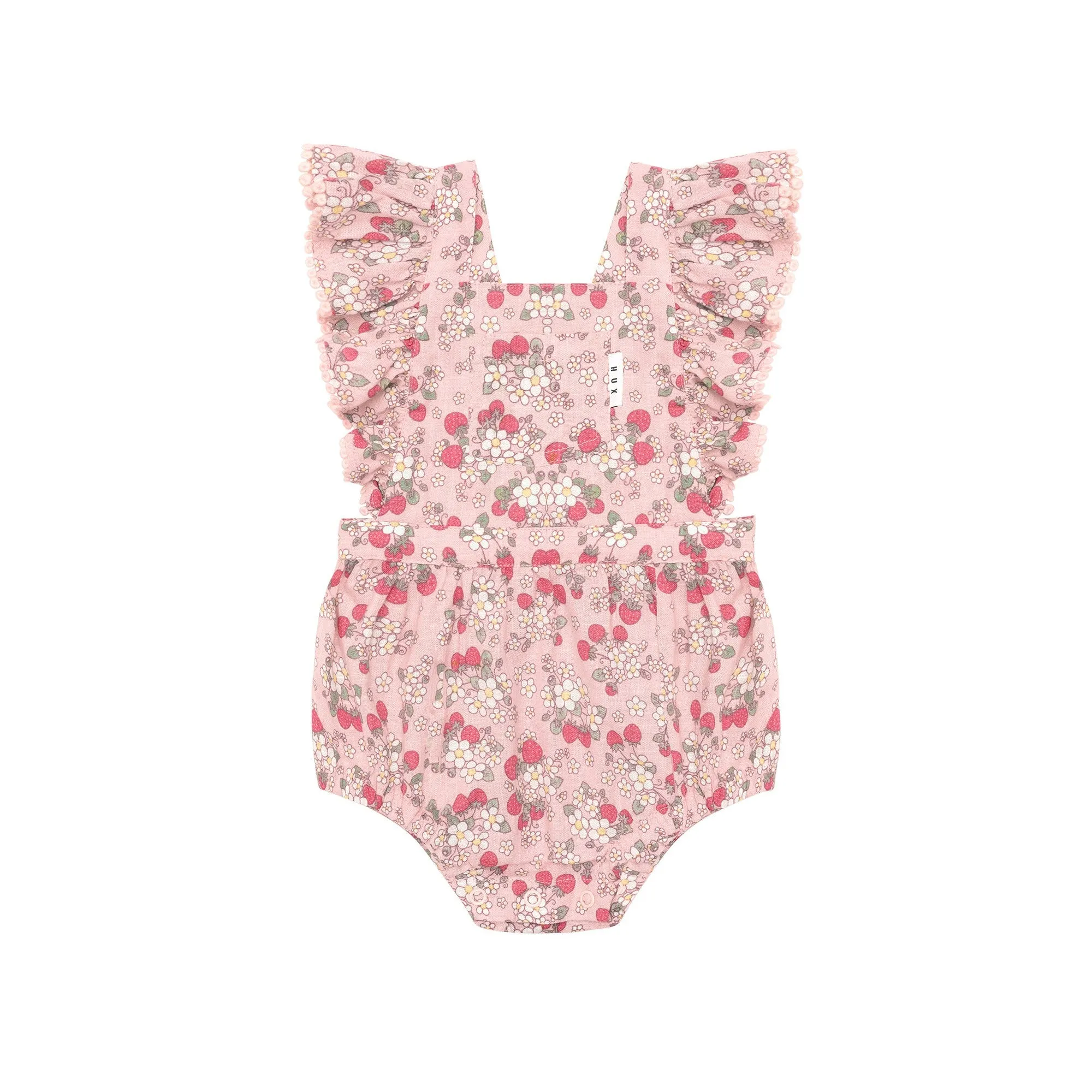 Huxbaby Vintage Strawberry Frill Playsuit Blush - Blush