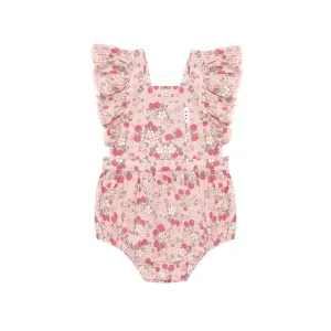 Huxbaby Vintage Strawberry Frill Playsuit Blush - Blush
