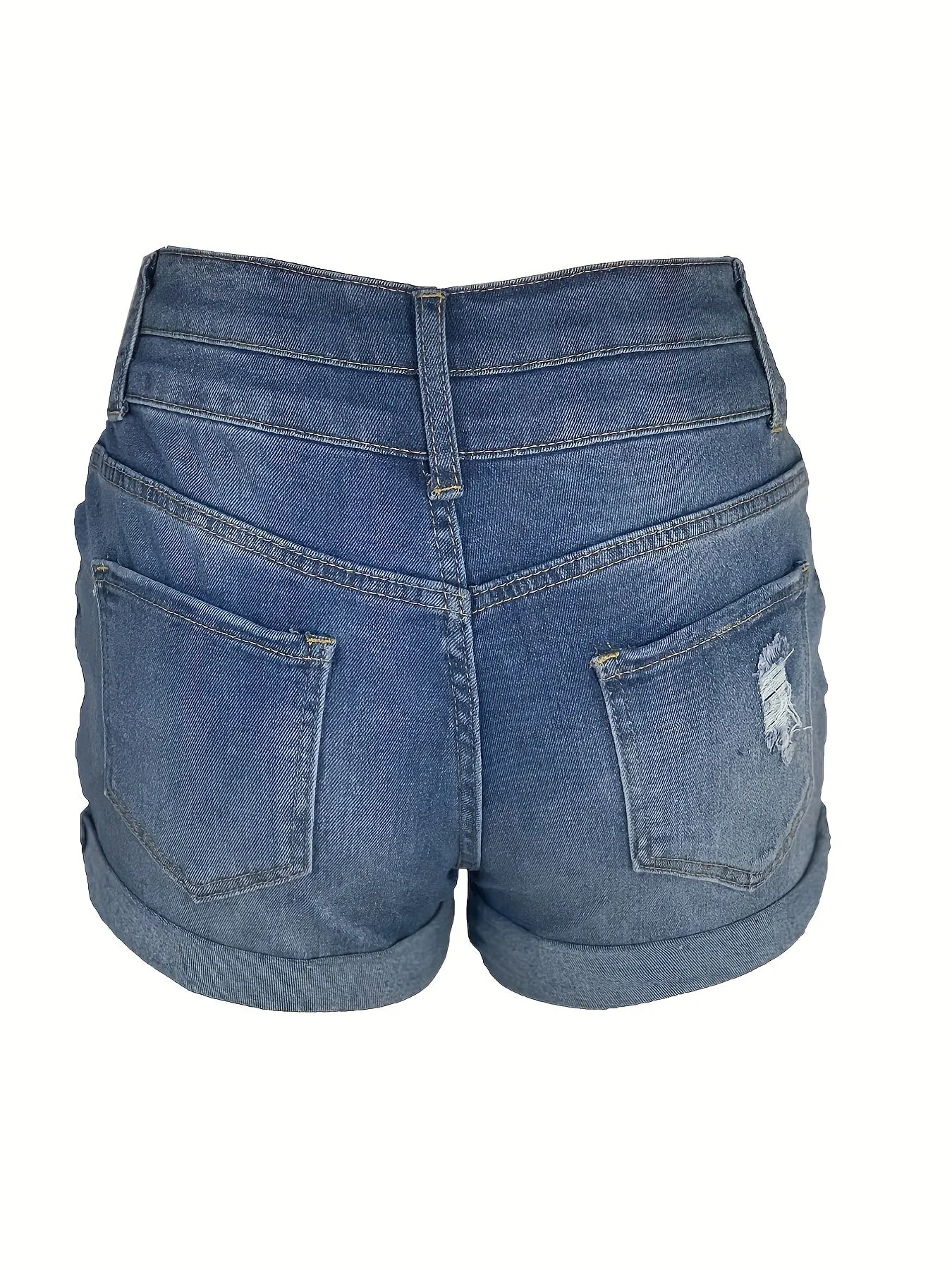 Ivyshape | Casual Double-Buttoned Denim Shorts for Women