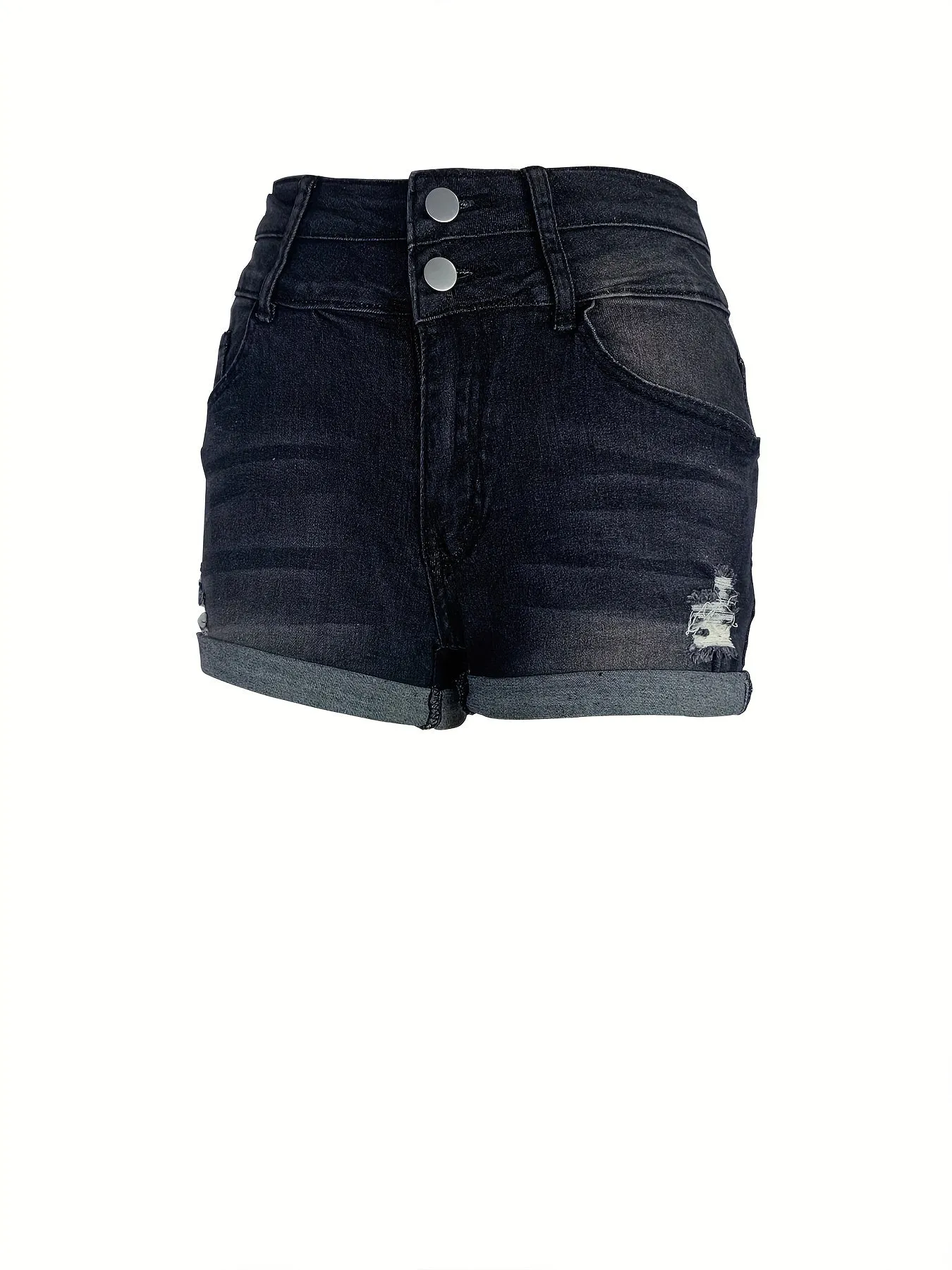 Ivyshape | Casual Double-Buttoned Denim Shorts for Women
