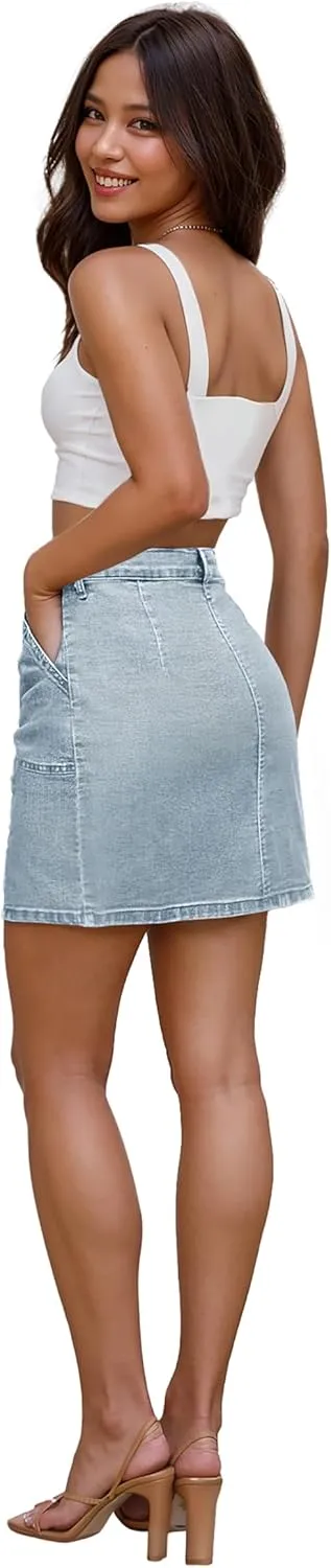 Lexi Womens Super Comfy Stretch Denim Skirt