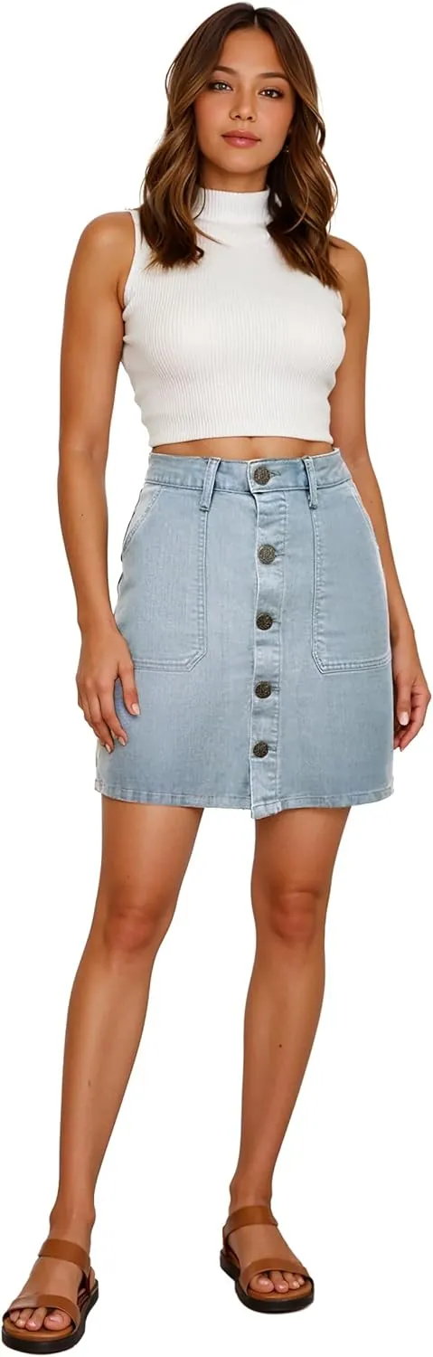 Lexi Womens Super Comfy Stretch Denim Skirt