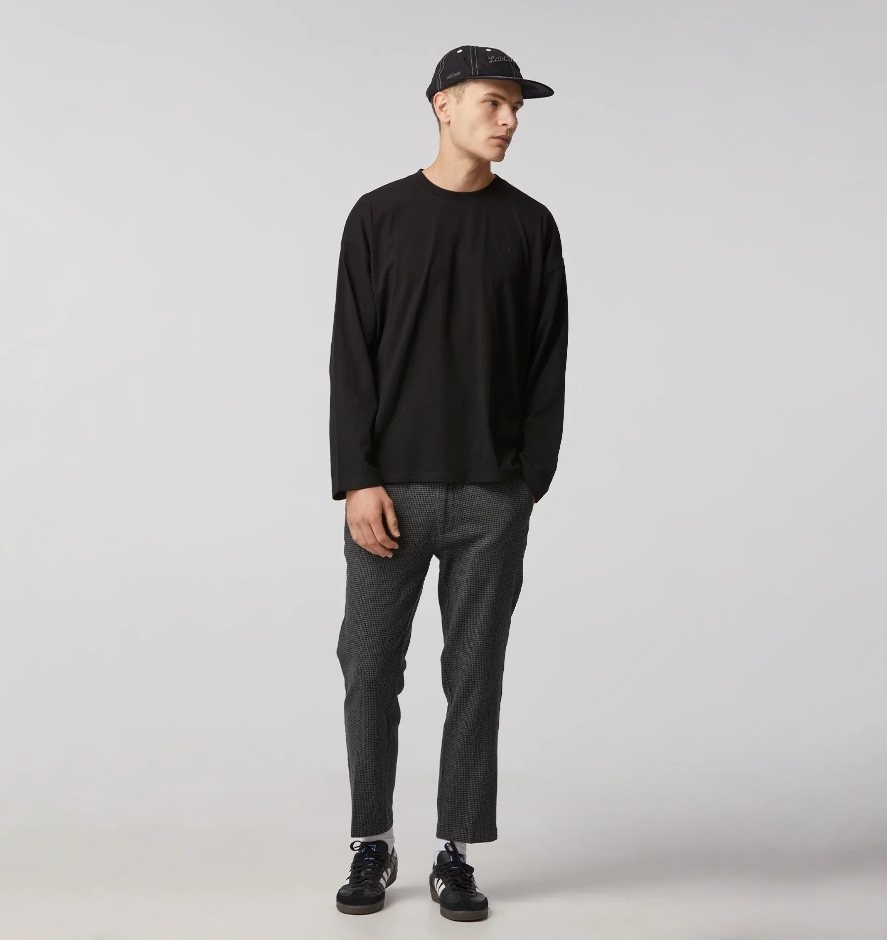 Linen Slim Kobe Pant - Regular -Charcoal Houndstooth