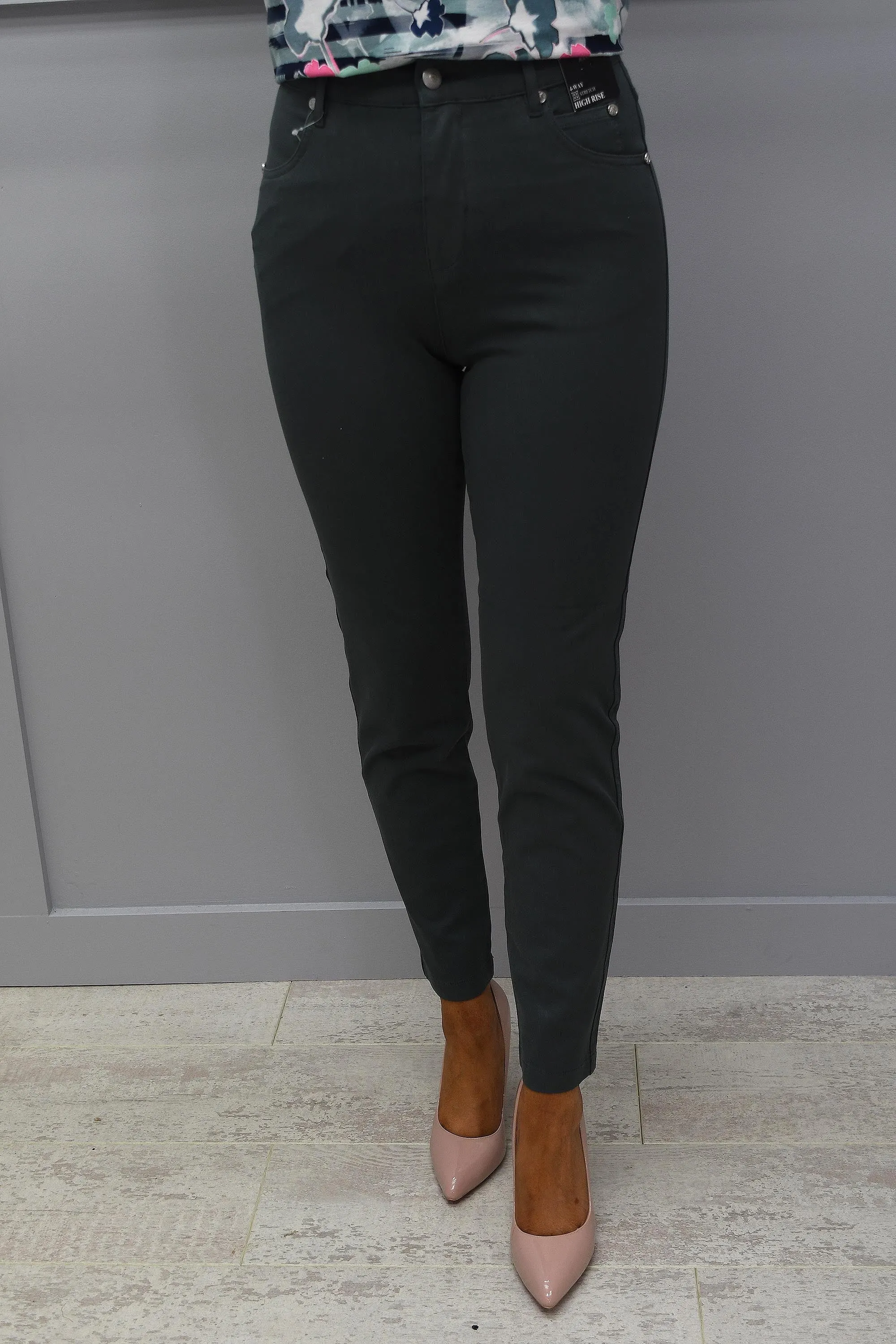 Marble Slate Grey Cropped Jean Skinny Soft Leg Jeans - 2400 105