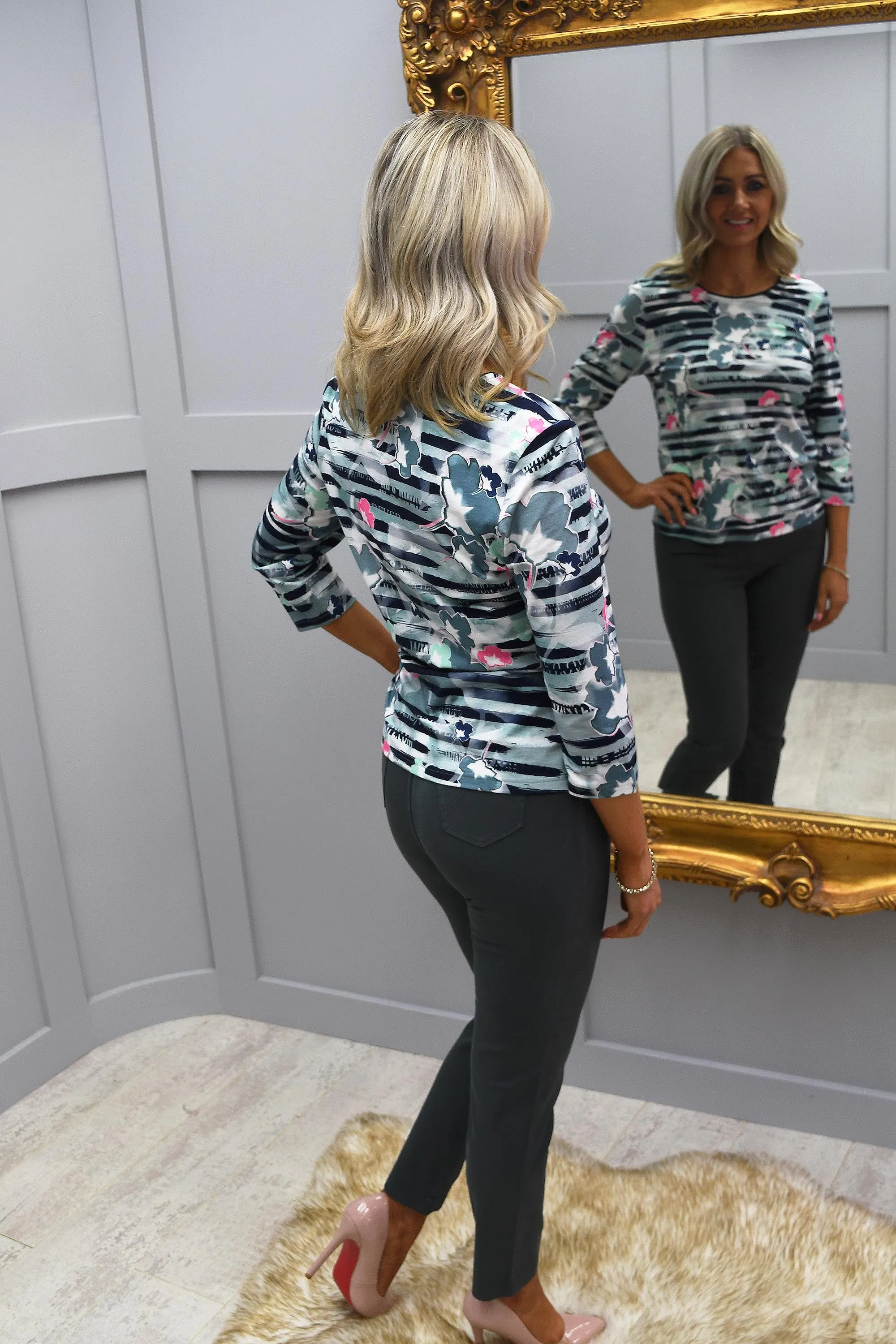 Marble Slate Grey Cropped Jean Skinny Soft Leg Jeans - 2400 105