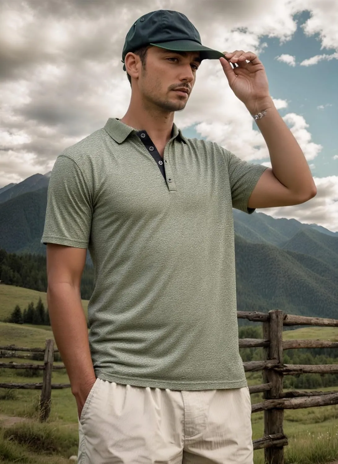 Mens Polo Golf Shirts Casual Short Sleeve Button Up Collared T-Shirt Fashion Work Business Tee Tops