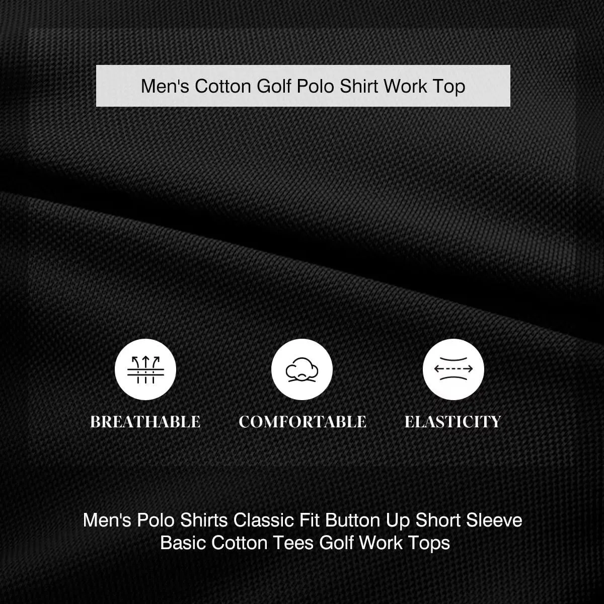 Men's Polo Shirts Classic Fit Button Up Short Sleeve Basic Cotton Tees Golf Work Tops