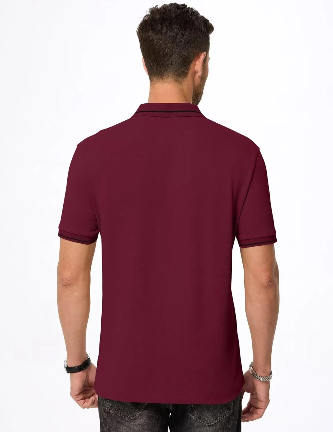 Men's Polo Shirts Classic Fit Button Up Short Sleeve Basic Cotton Tees Golf Work Tops