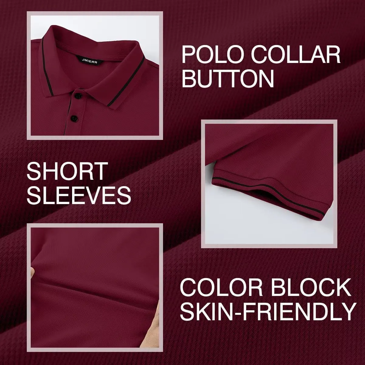 Men's Polo Shirts Classic Fit Button Up Short Sleeve Basic Cotton Tees Golf Work Tops