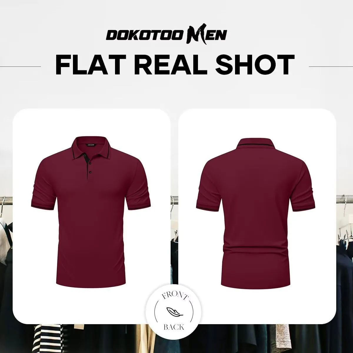 Men's Polo Shirts Classic Fit Button Up Short Sleeve Basic Cotton Tees Golf Work Tops