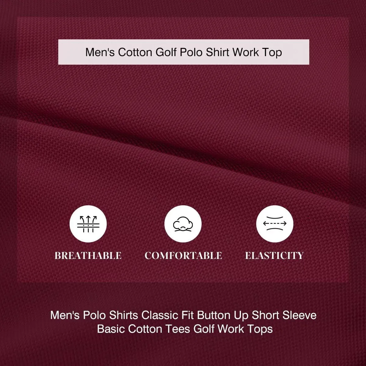 Men's Polo Shirts Classic Fit Button Up Short Sleeve Basic Cotton Tees Golf Work Tops