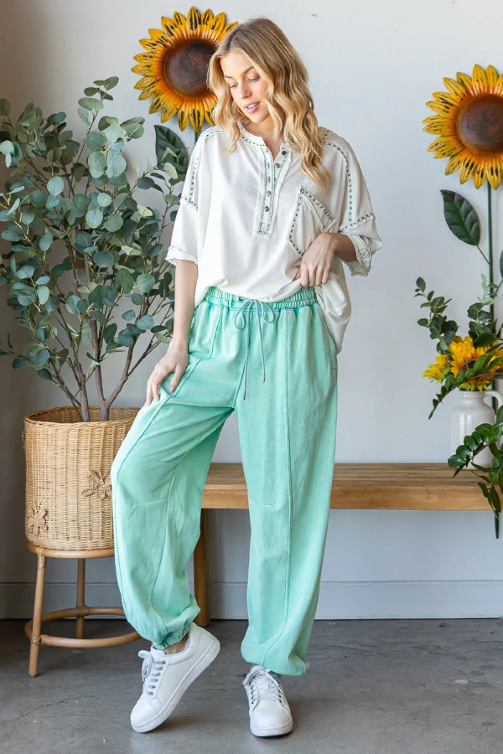 Mineral Washed Comfy Jogger Pants - Oli & Hali