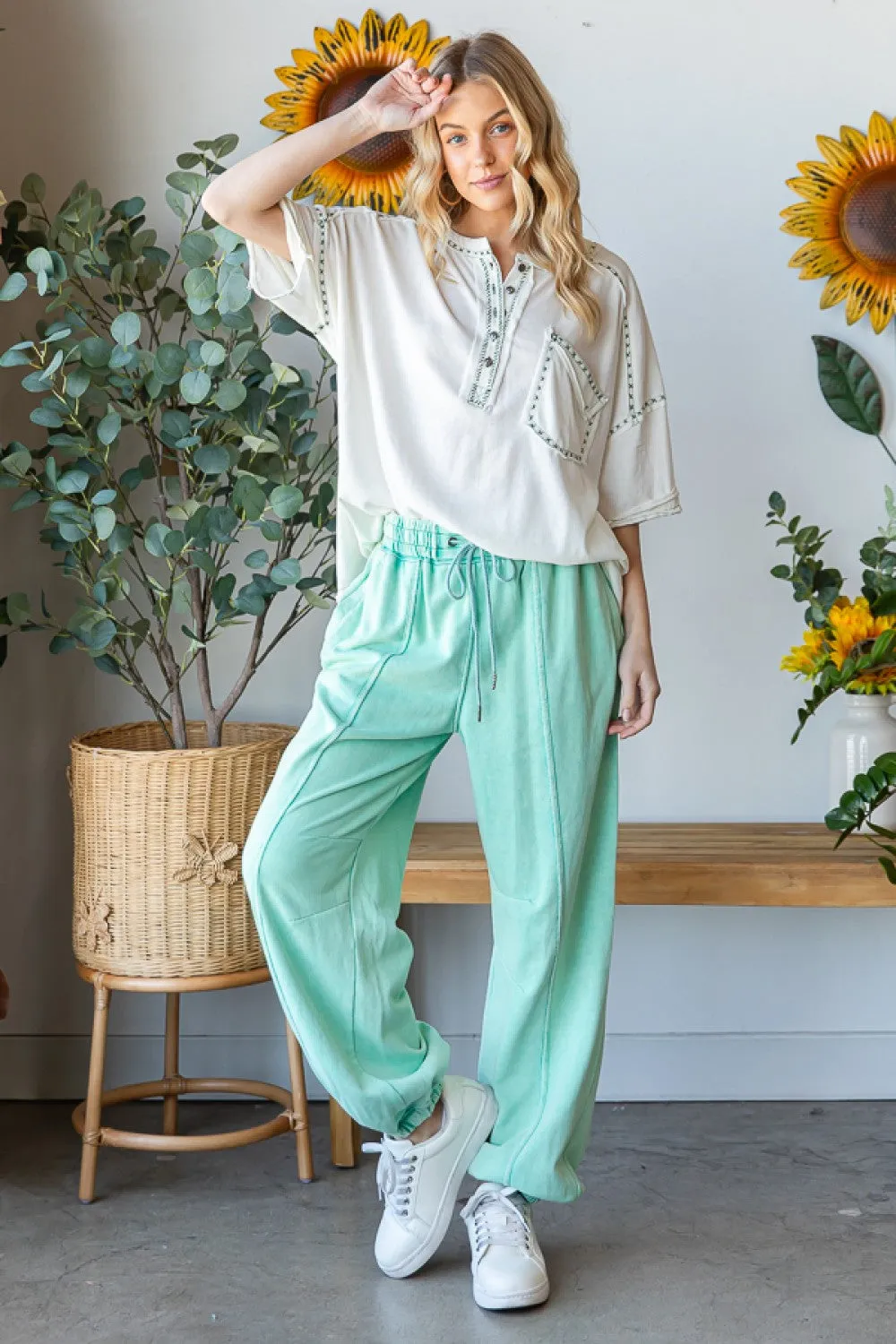 Mineral Washed Comfy Jogger Pants - Oli & Hali