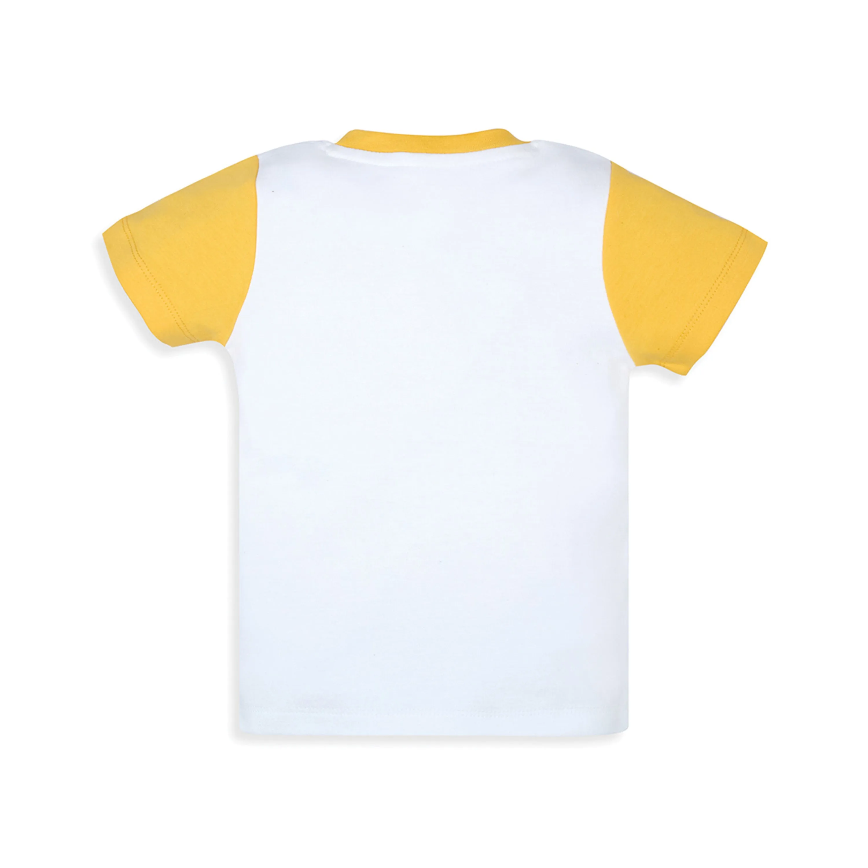 My Milestones Bio-Wash Short Sleeves Color Block Tee & Jogger Set with Barnyard Animal Placement Print - White
