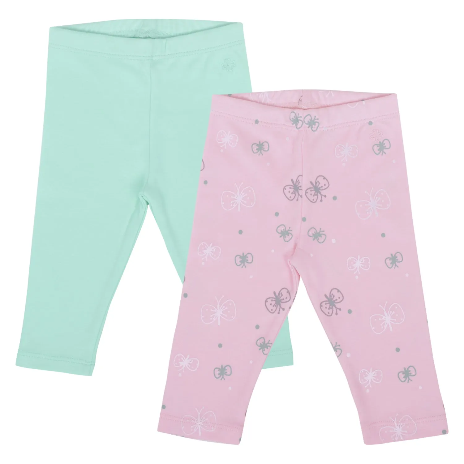 My Milestones Leggings - Pink Butterfly / Aqua - 2 PC Pack