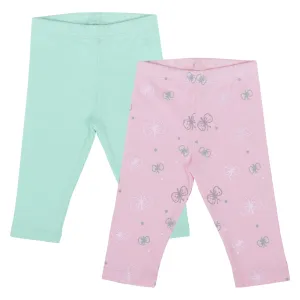 My Milestones Leggings - Pink Butterfly / Aqua - 2 PC Pack