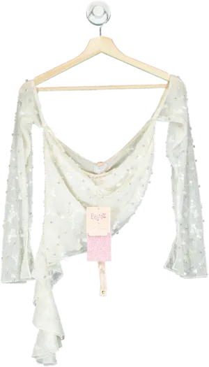 Oh Polly White Sequin Wrap Top UK 10