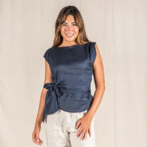 Rihanna Linen Top Blue