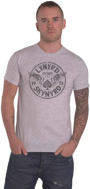 T Shirt Freebird 73 Wings Band Logo Official Mens Grey