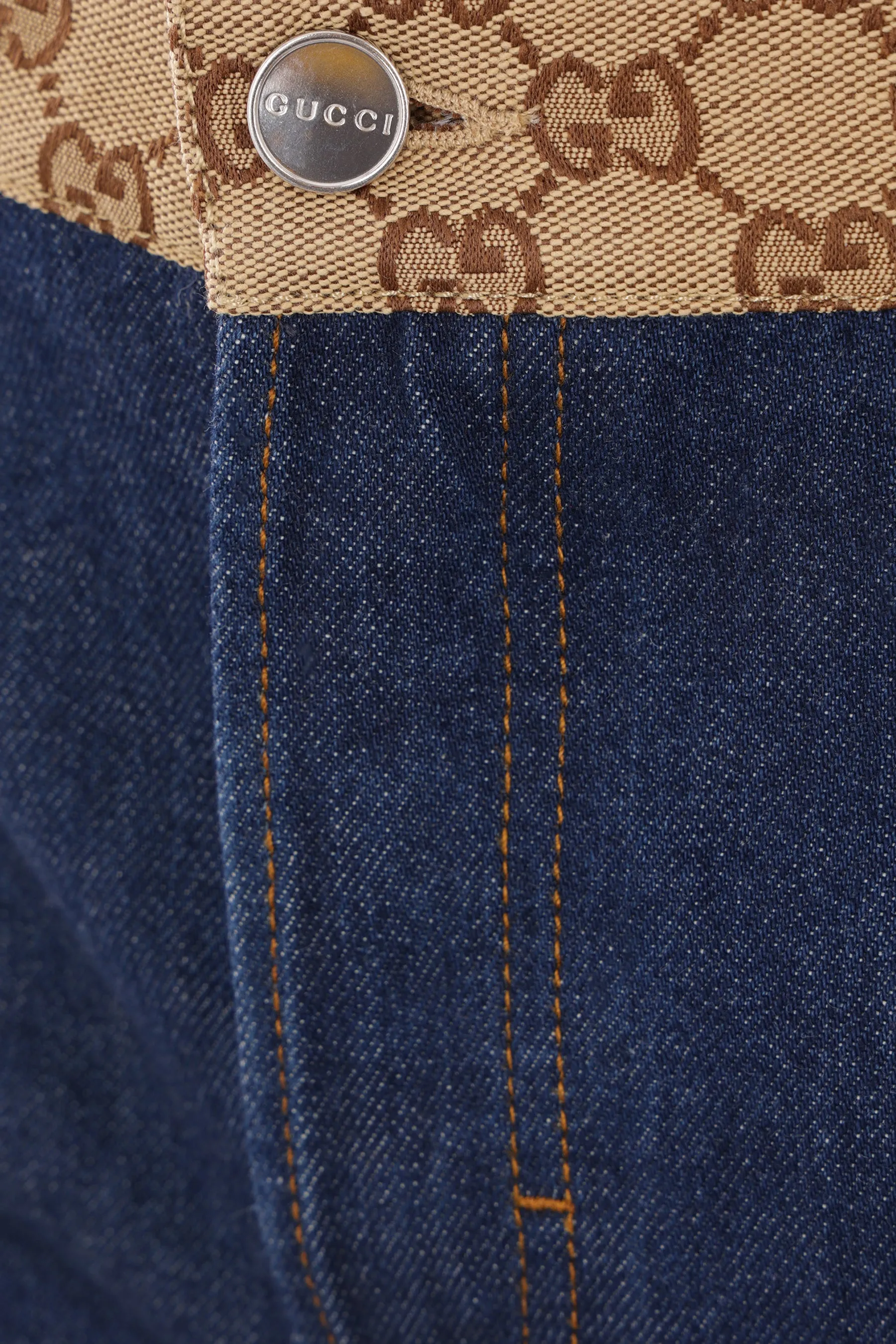 Tapered Canvas Insert Denim Jeans