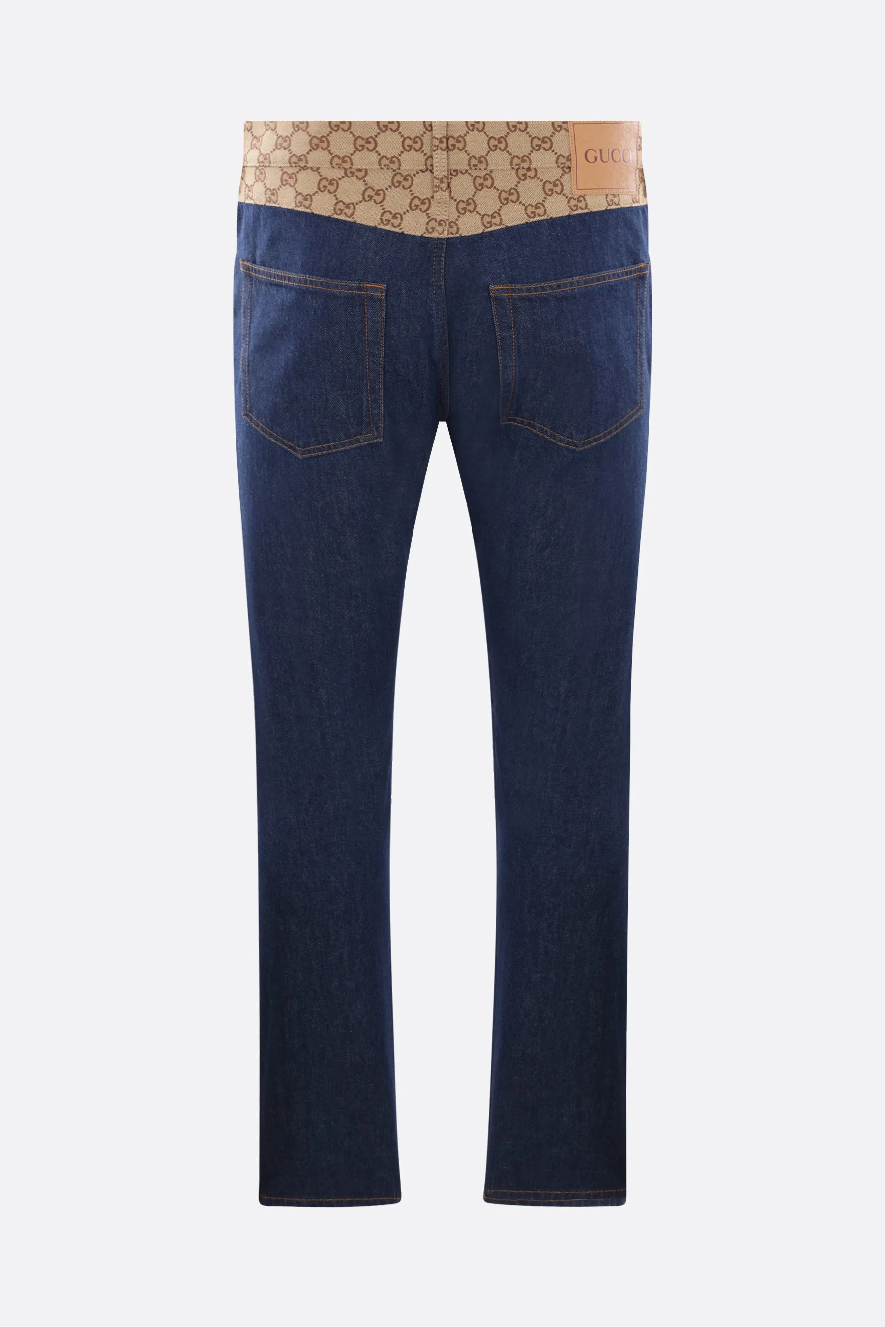 Tapered Canvas Insert Denim Jeans