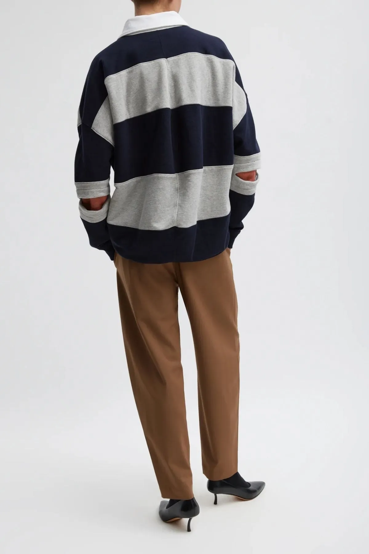 Tibi Polo Collar Cocoon Sweatshirt - Navy Multi