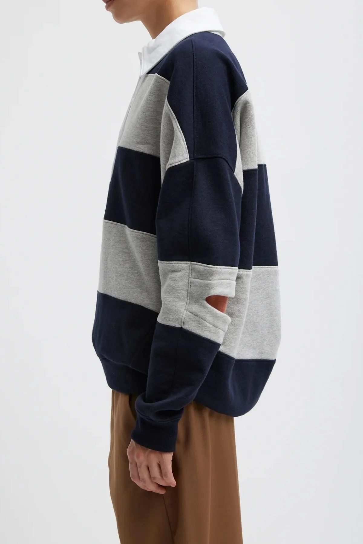 Tibi Polo Collar Cocoon Sweatshirt - Navy Multi