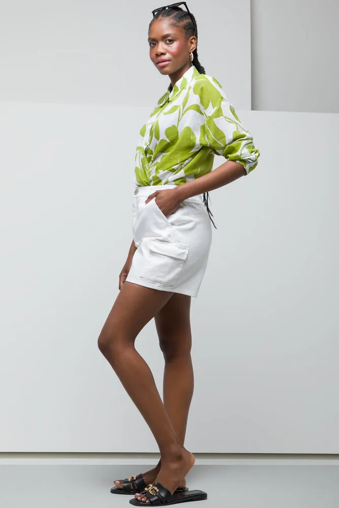 Utility Denim Short Ecru