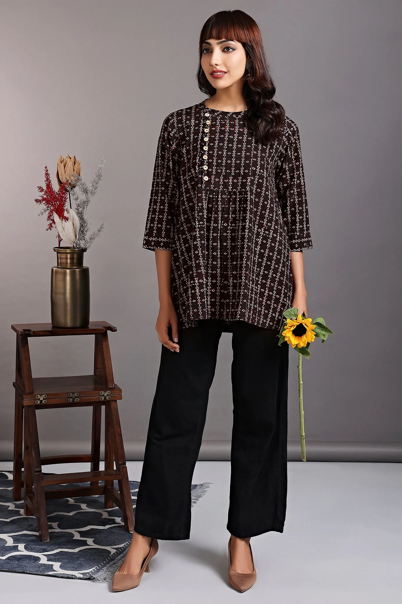 zen yoke top - midnight musings & delicate motif