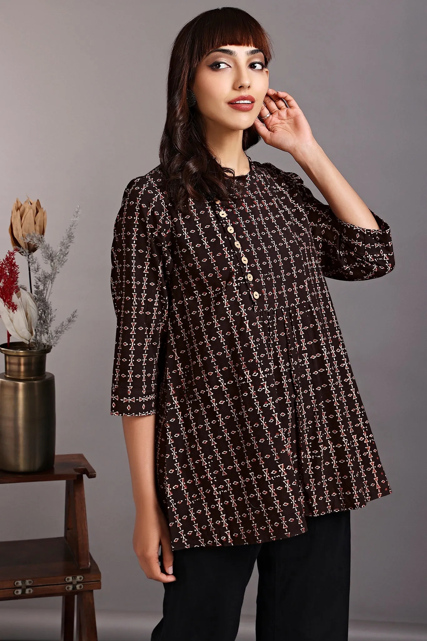 zen yoke top - midnight musings & delicate motif